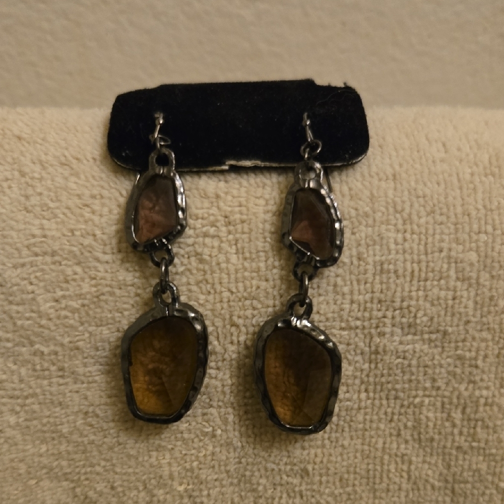 Vintage Amber Brown Dangle Earrings